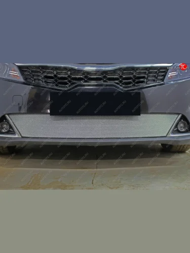 Защитная сетка радиатора в бампер (ячейка 3х7 мм) Стрелка11 Стандарт (хром) KIA Rio ( 4 FB,  4 YB) (2020-2025) рестайлинг седан, хэтчбэк рестайлинг