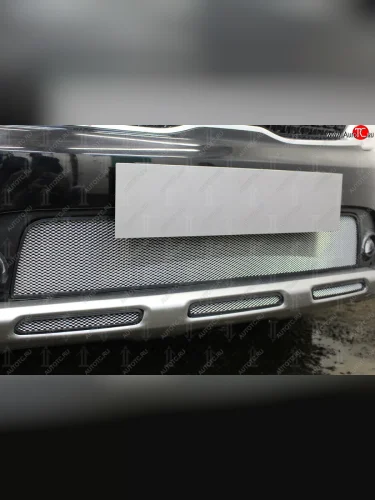 Защитная сетка радиатора в бампер (ячейка 3х7 мм, верх) Стрелка11 Стандарт (хром) KIA Rio X-line (2017-2021)