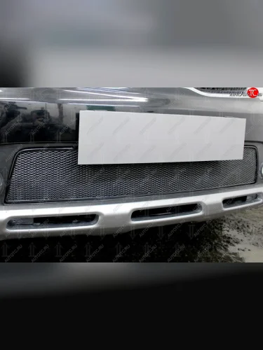 Защитная сетка радиатора в бампер (ячейка 4х10 мм, верх) Стрелка11 Премиум (черная) KIA Rio X-line (2017-2021)