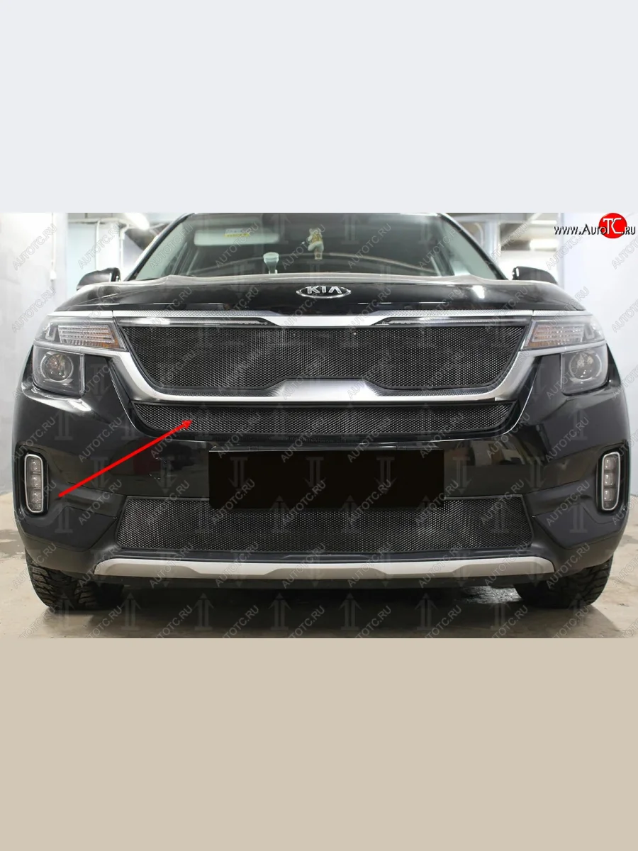           Защита радиатора KIA Seltos 2019- black середина KIA Seltos SP2 дорестайлинг (2019-2022) (черная)  в Самаре Самарской области