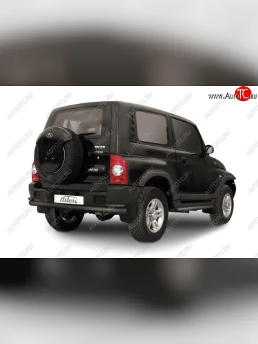 Защита заднего бампера (чёрная, двойная, d76+d42) Arbori ТАГАЗ Tager  3d (2008-2012)