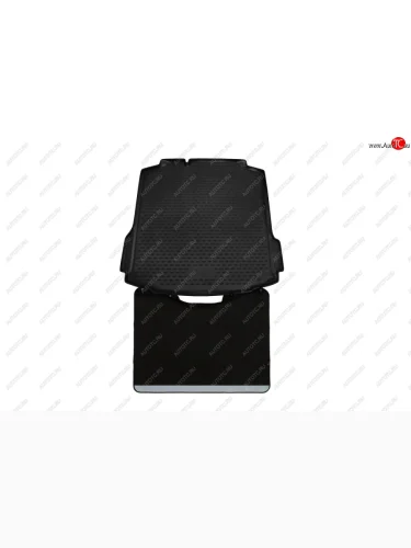 Коврик в багажник (с функцией защиты бампера, полиуретан, чёрный) Element Skoda Rapid NH3 дорестайлинг лифтбэк (2012-2017)