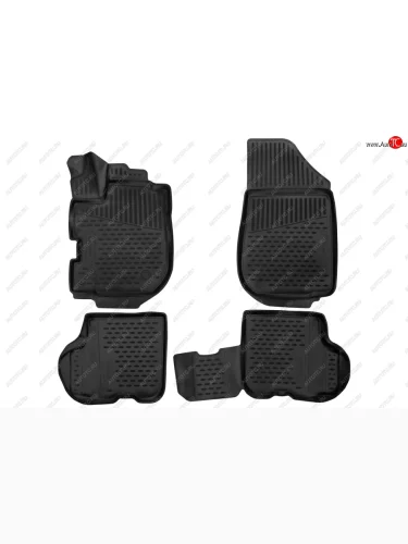Комплект ковриков в салон RENAULT 3D (полиуретан, чёрные) Renault Sandero 2 рестайлинг (2018-2025)