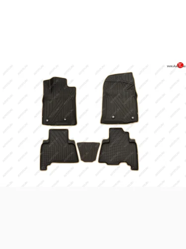 Комплект ковриков в салон Kvest 3D (полистар основа - чёрная. кант - бежевый) Lexus GX460 J150 1-ый рестайлинг (2013-2019)