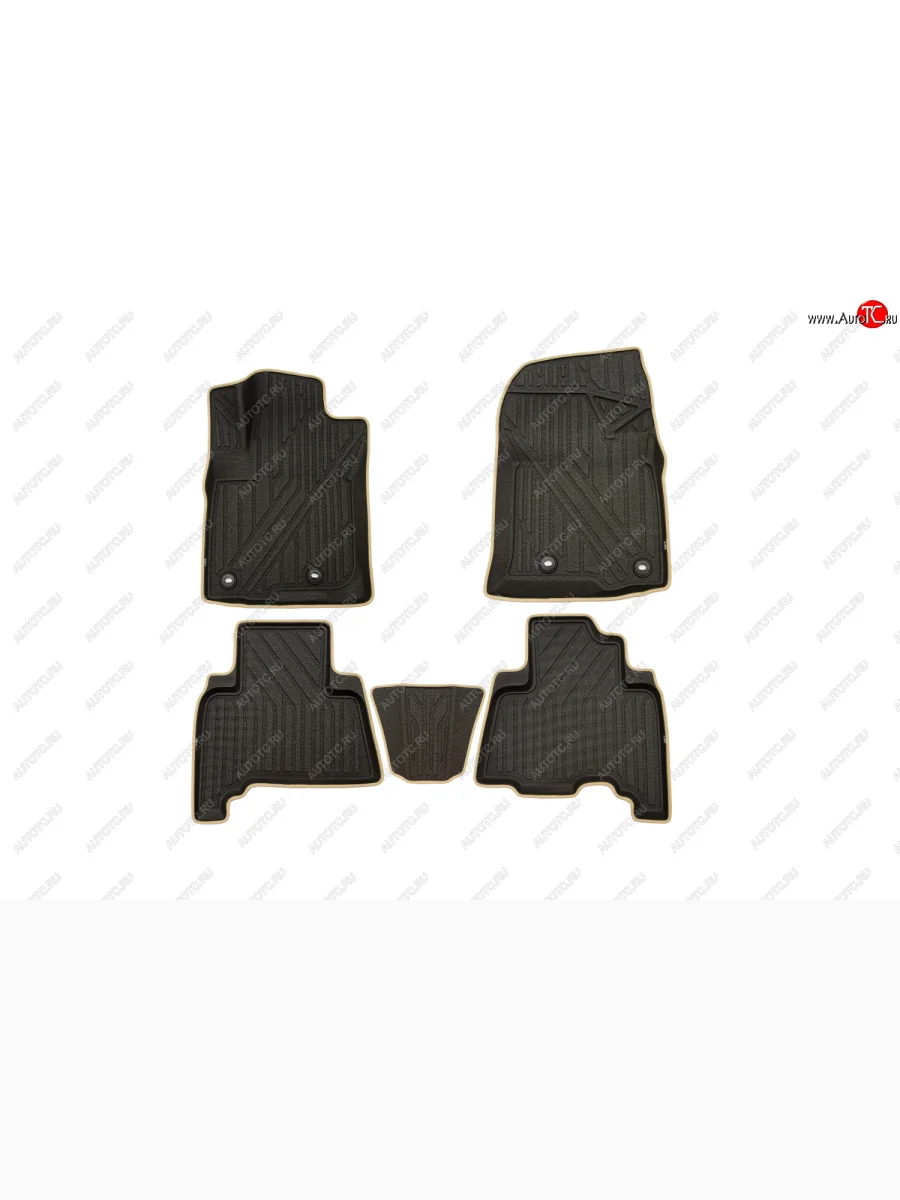 Комплект ковриков в салон Kvest 3D (полистар основа - чёрная. кант - бежевый) Lexus GX460 J150 1-ый рестайлинг (2013-2019)  в Перми Пермском крае