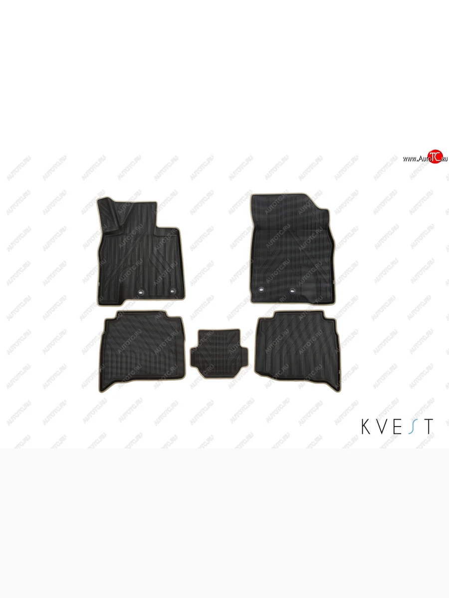 Комплект ковриков в салон Kvest 3D (полистар основа - чёрная. кант - бежевый) Lexus LX570 J200 2-ой рестайлинг (2015-2022)  в Перми Пермском крае