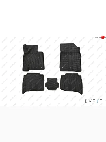 Комплект ковриков в салон Kvest 3D (полистар основа - чёрная. кант - серый) Lexus LX570 J200 2-ой рестайлинг (2015-2022)