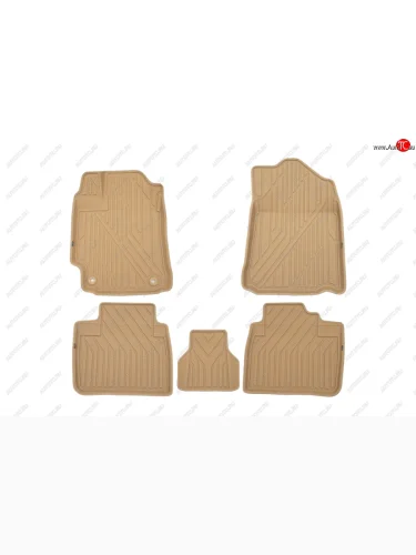 Комплект ковриков в салон Kvest 3D (полистар, основа - бежевая, кант - бежевый) Toyota Camry XV50 дорестайлинг (2011-2014)