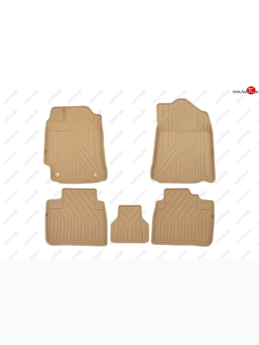 Комплект ковриков в салон Kvest 3D (полистар, основа - бежевая, кант - бежевый) Toyota Camry XV50 дорестайлинг (2011-2014)  в Керчи Республика Крым