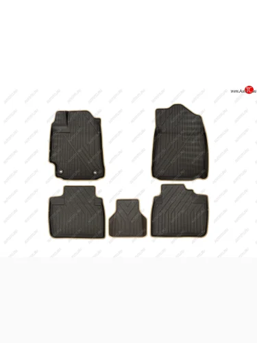 Комплект ковриков в салон Kvest 3D (полистар основа - чёрная. кант - бежевый) Toyota Camry XV50 дорестайлинг (2011-2014)