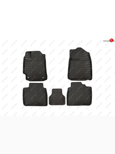 Комплект ковриков в салон Kvest 3D (полистар основа - чёрная, кант - серый) Toyota Camry XV50 дорестайлинг (2011-2014)