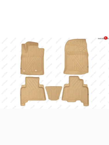 Комплект ковриков в салон Kvest 3D (полистар, основа - бежевая, кант - бежевый) Toyota Land Cruiser Prado  J150 (2013-2025) 1-ый рестайлинг, 2-ой рестайлинг, 3-ий рестайлинг