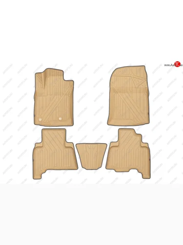 Комплект ковриков в салон Kvest 3D (полистар, основа - бежевая, кант - серый) Toyota Land Cruiser Prado  J150 (2013-2020) 1-ый рестайлинг, 2-ой рестайлинг