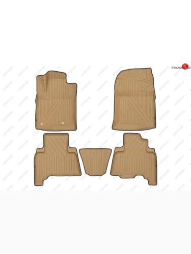 Комплект ковриков в салон Kvest 3D (полистар, основа - бежевая, кант - чёрный) Toyota Land Cruiser Prado  J150 (2013-2025) 1-ый рестайлинг, 2-ой рестайлинг, 3-ий рестайлинг