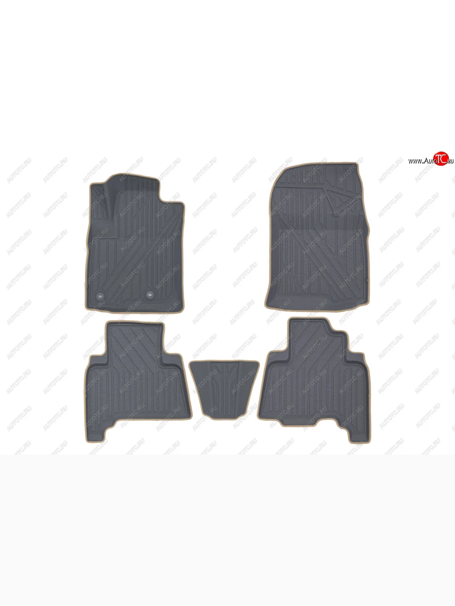 Комплект ковриков в салон Kvest 3D (полистар, основа - серая, кант - бежевый) Toyota Land Cruiser Prado J150 1-ый рестайлинг (2013-2017)  в Самаре Самарской области