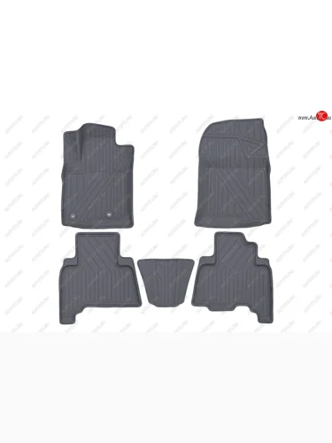 Комплект ковриков в салон Kvest 3D (полистар, основа - серая, кант - серый) Toyota Land Cruiser Prado  J150 (2013-2025) 1-ый рестайлинг, 2-ой рестайлинг, 3-ий рестайлинг