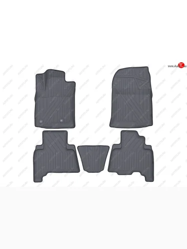 Комплект ковриков в салон Kvest 3D (полистар основа - серая, кант - чёрный) Toyota Land Cruiser Prado  J150 (2013-2025) 1-ый рестайлинг, 2-ой рестайлинг, 3-ий рестайлинг