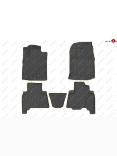 Комплект ковриков в салон Kvest 3D (полистар, основа - чёрная, кант - бежевый) Toyota Land Cruiser Prado  J150 (2013-2025) 1-ый рестайлинг, 2-ой рестайлинг, 3-ий рестайлинг