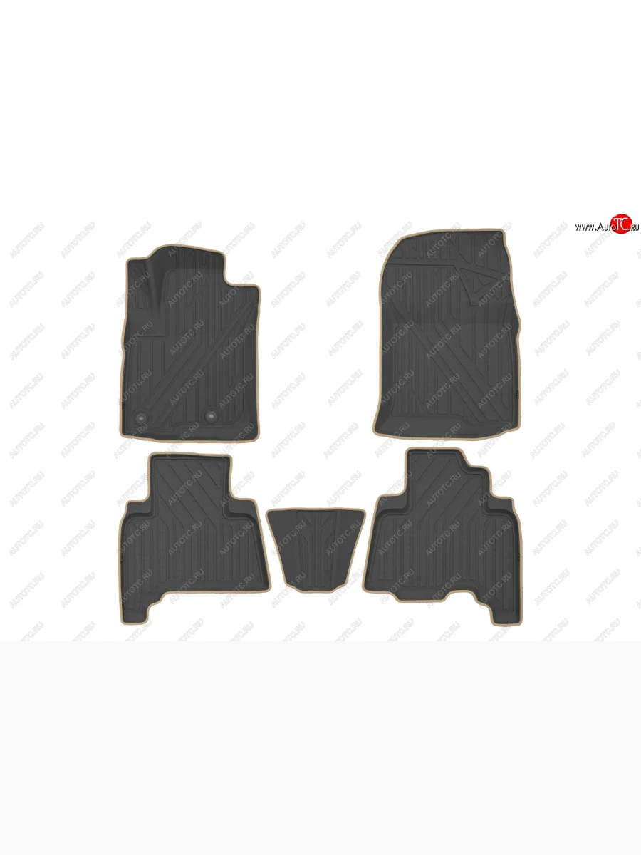 Комплект ковриков в салон Kvest 3D (полистар, основа - чёрная, кант - бежевый) Toyota Land Cruiser Prado J150 1-ый рестайлинг (2013-2017)  в Керчи Республика Крым