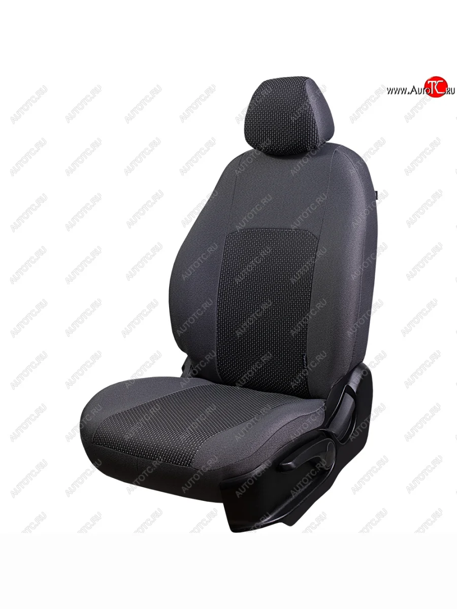 Чехлы сидений (60/40 раздельная задняя спинка 2Г-образ. подголов. Жаккард) Lord Autofashion KIA Cerato 2 TD седан (2008-2013) (Серый, Сеул серый)  в Керчи Республика Крым