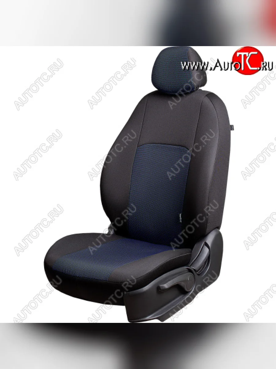 Чехлы сидений Lord Autofashion Дублин (жаккард, 60/40, раздельная задняя спинка, 2Г-образ. подголовника) KIA Cerato 2 TD седан (2008-2013) (Чёрный, Ёж синий)  в Керчи Республика Крым