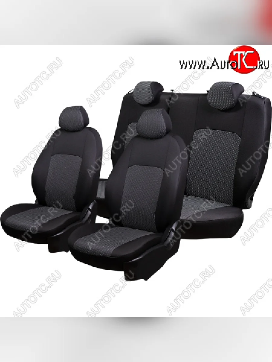 Чехлы сидений Lord Autofashion Дублин (жаккард, 60/40, раздельная спинка, 3Г-образ. подголовника) KIA Soul PS дорестайлинг (2014-2016) (Чёрный, Сеул серый)  в Керчи Республика Крым