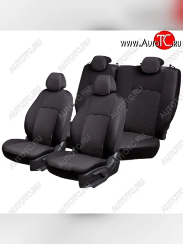 Чехлы сидений Lord Autofashion Дублин (жаккард, 60/40, раздельная задняя спинка, 3Г-образ. подголовника) (Чёрный, стежок серый) KIA Soul PS дорестайлинг (2014-2016)