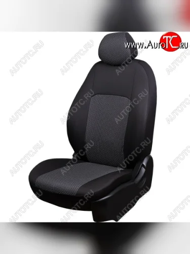 Чехлы сидений Lord Autofashion Дублин (жаккард, цельное заднее сиденье и спинка, 2П-образ. подголовника) (Чёрный, Сеул серый) Лада ВАЗ Ларгус (2021-2025) рестайлинг R90
