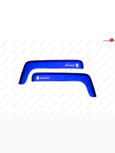 Дефлекторы окон (с логотипом RENAULT, накладные, синие) REIN Renault Premium (1996-2025)