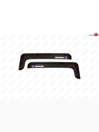 Дефлекторы окон (с логотипом SCANIA, накладные, дымчатые) REIN Scania 4-series (1997-2007)