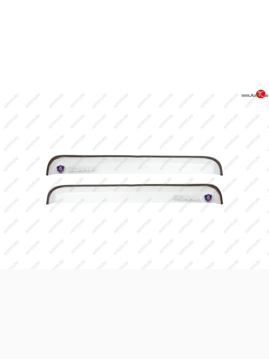 Дефлекторы окон (с логотипом SCANIA, накладные, прозрачные) REIN  Scania 4-series (1997-2007) (Прозрачные)  в Воронеже Воронежской области