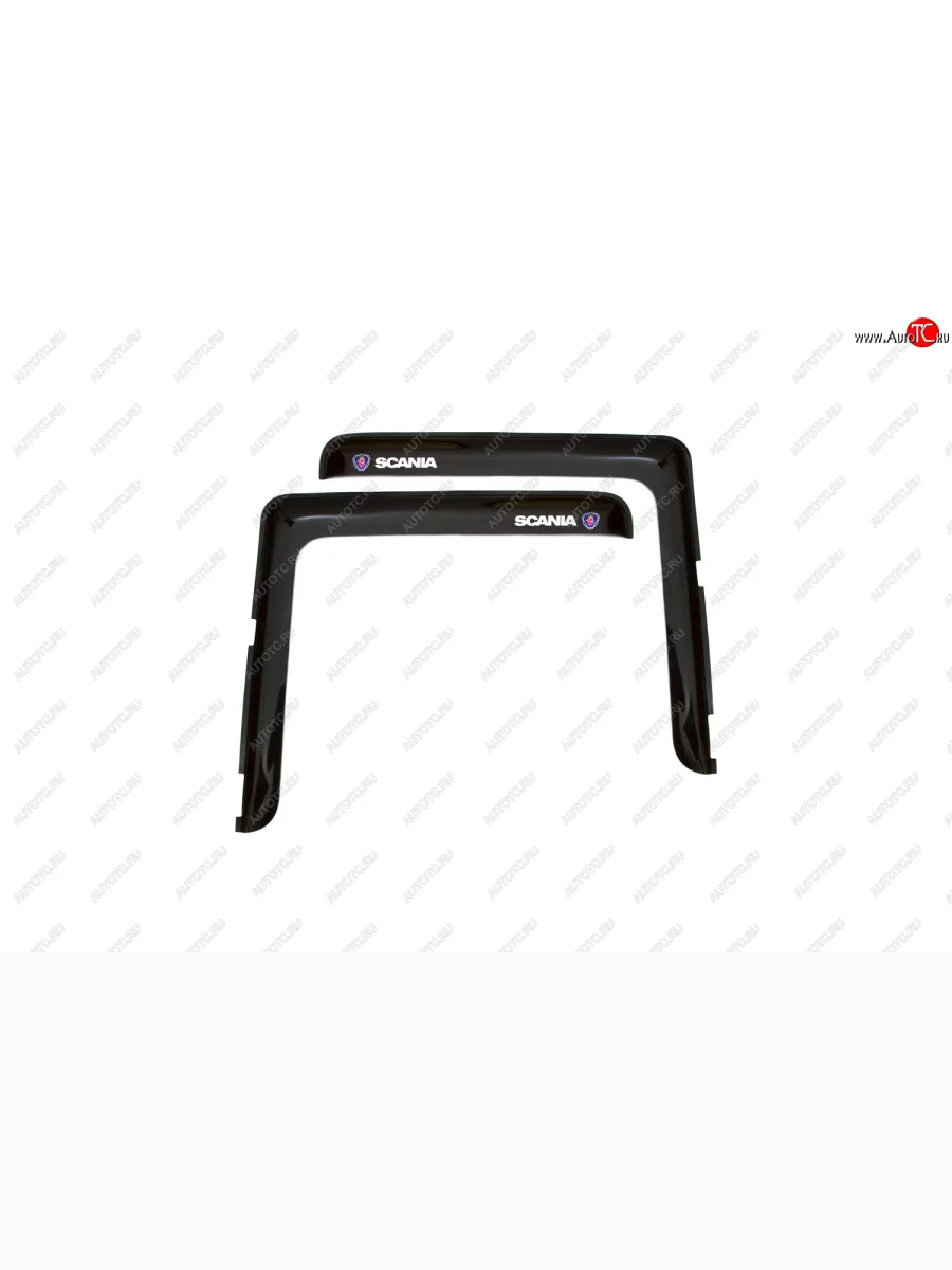 Дефлекторы окон (с логотипом SCANIA, накладные, дымчатые) REIN Scania 4-series (1997-2007) (Дымчатые)  в Самаре Самарской области