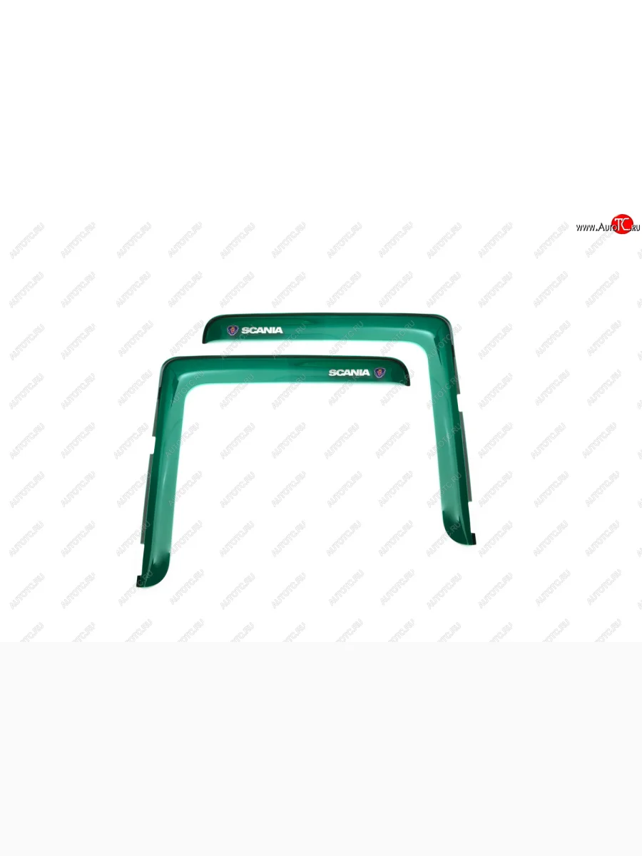Дефлекторы окон (с логотипом SCANIA, накладные, зелёные) REIN  Scania 4-series (1997-2007) (Зелёные)  в Керчи Республика Крым