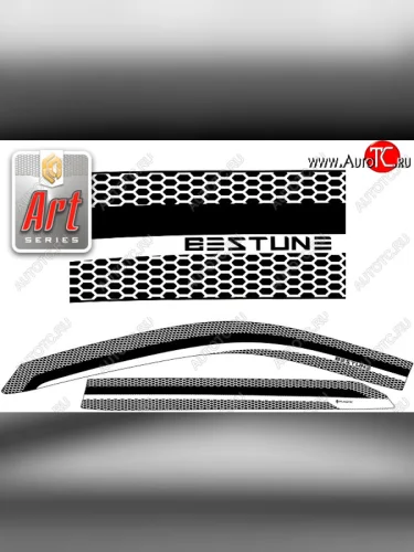 Ветровики дверей CA-Plastic (Серия Art черная) FAW Bestune T77 дорестайлинг (2018-2022)