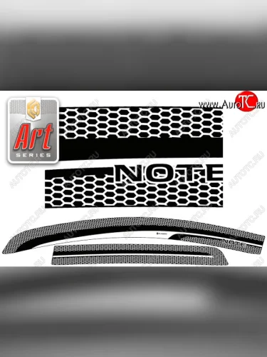 Ветровики дверей CA-Plastic (Серия Art черная) Nissan Note 2 E12 дорестайлинг (2012-2016)