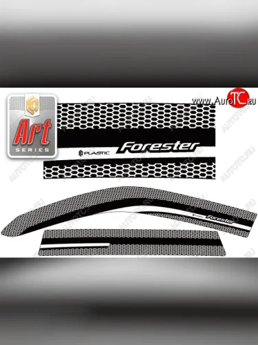 Ветровики дверей CA-Plastic (Серия Art черная) Subaru Forester SH (2008-2013)