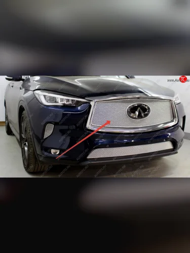           Защита радиатора Infiniti QX50 2021- chrome верх PPREMIUM (цвет: хром) INFINITI Qx50  J55 (2017-2022)