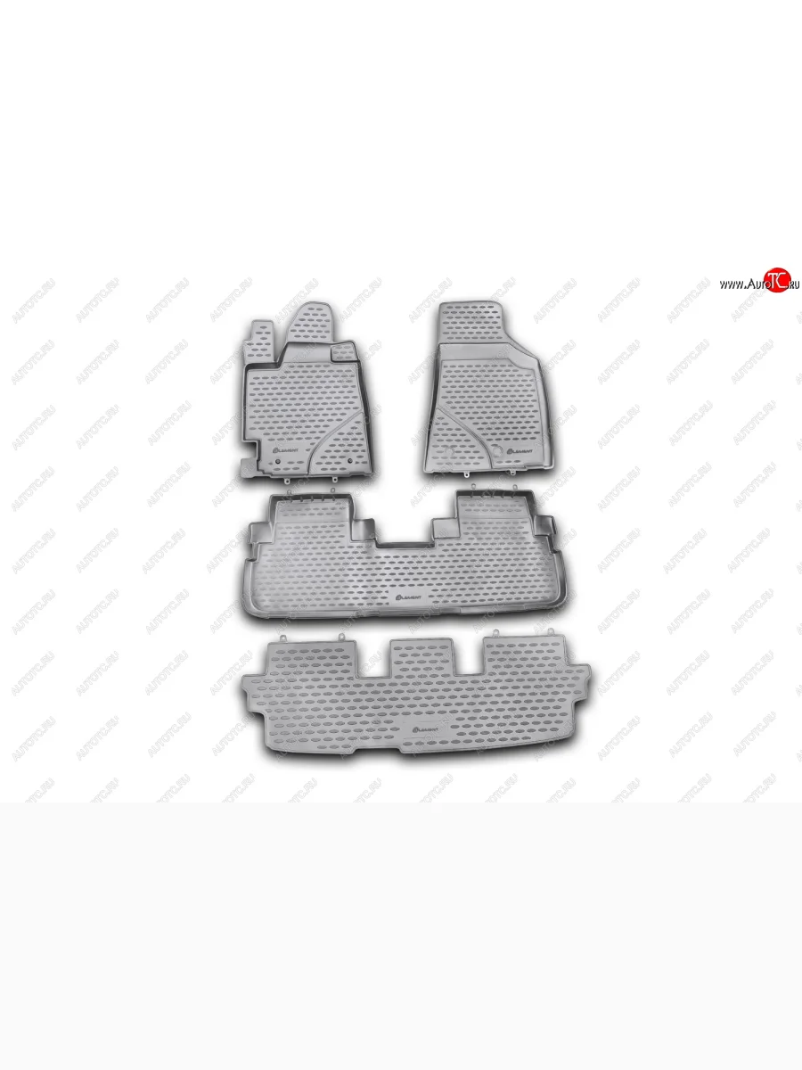 Комплект ковриков в салон (серые, полиуретан) Element Toyota Highlander XU40 рестайлинг (2010-2013) (Серые)  с доставкой в г. Керчь