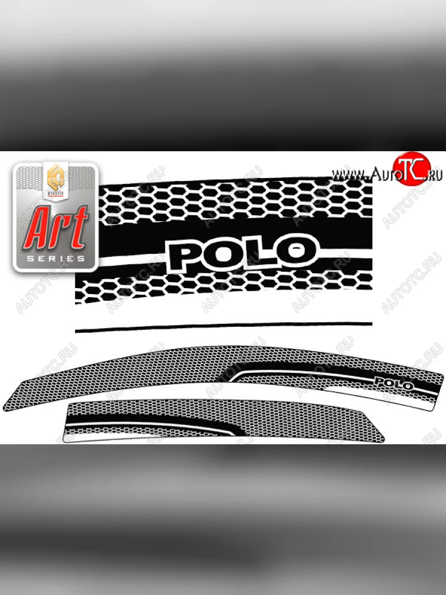 Ветровики дверей CA-Plastic Volkswagen Polo Mk5 6R,6C,61 седан дорестайлинг (2009-2015) (Серия Art черная, без хром. молдинга)  в Перми Пермском крае