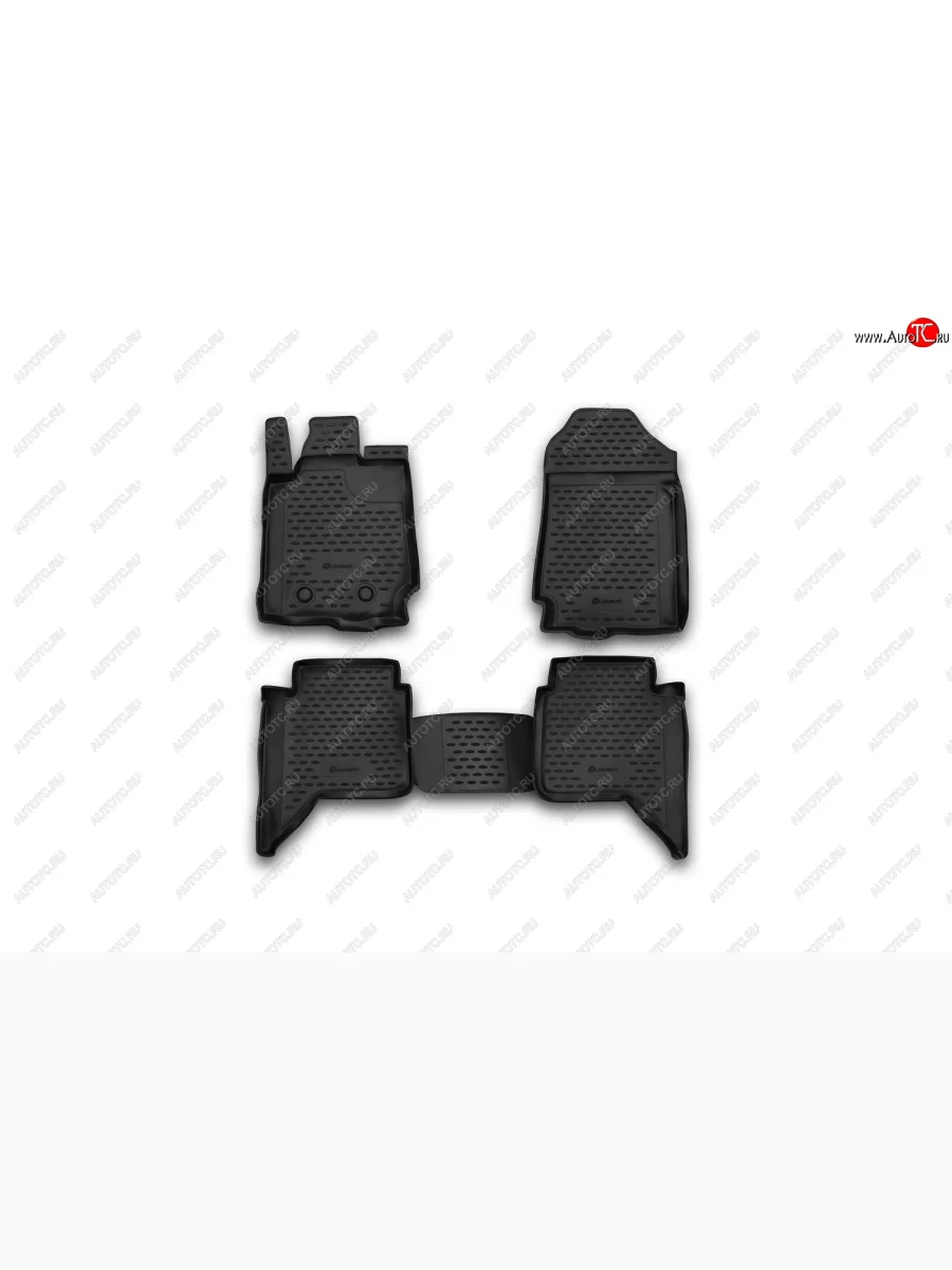 Комплект ковриков в салон (RapCab (2 двери), полиуретан, чёрные) Element Ford Ranger RapCab рестайлинг (2015-2021)  с доставкой в г. Керчь