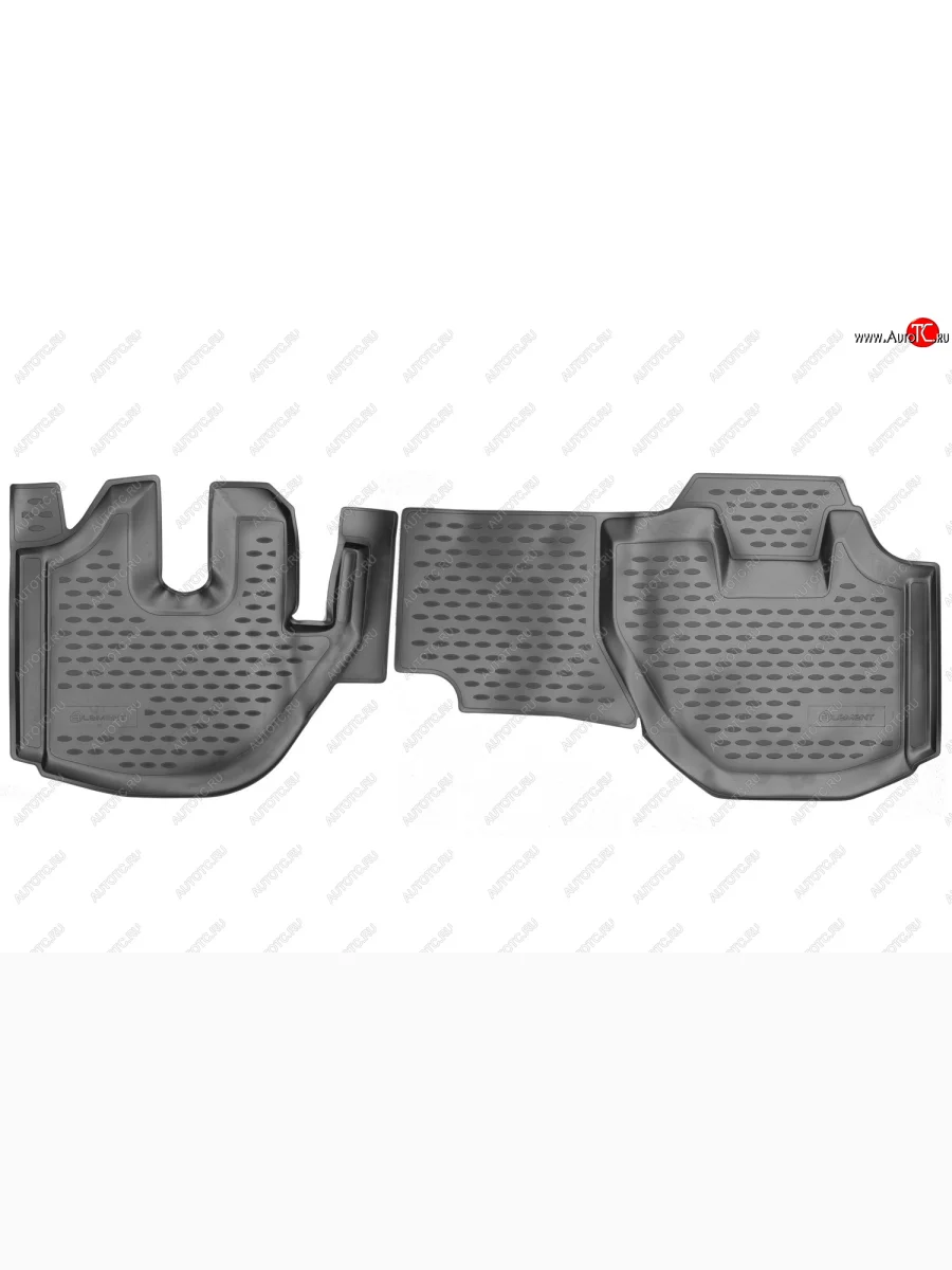 Комплект ковриков в салон (полиуретан, чёрные) Element Isuzu Elf (NPR75)  дорестайлинг (2006-2014)  с доставкой в г. Керчь