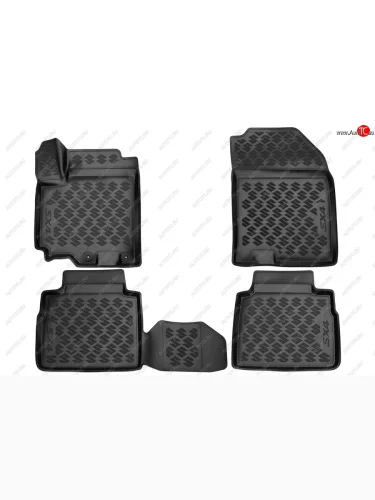 Комплект ковриков в салон (под штатный крепёж, полиуретан, чёрные) Element Suzuki SX4  JAB, JYA (2016-2021) хэтчбэк рестайлинг