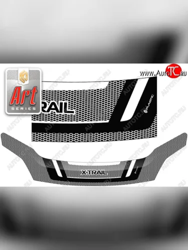 Дефлектор капота CA-Plastic exclusive (серия Art чёрная) Nissan X-trail 2 T31 дорестайлинг (2007-2011)