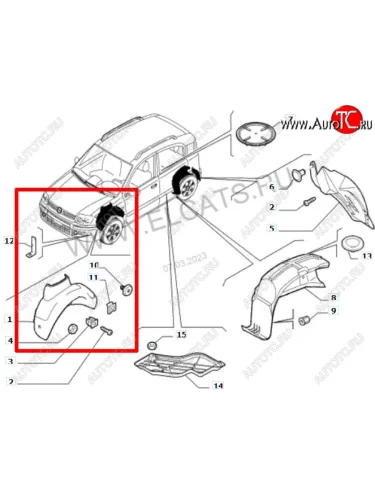 Передний левый подкрылок POLCAR Fiat Panda 2 169 (2003-2011)