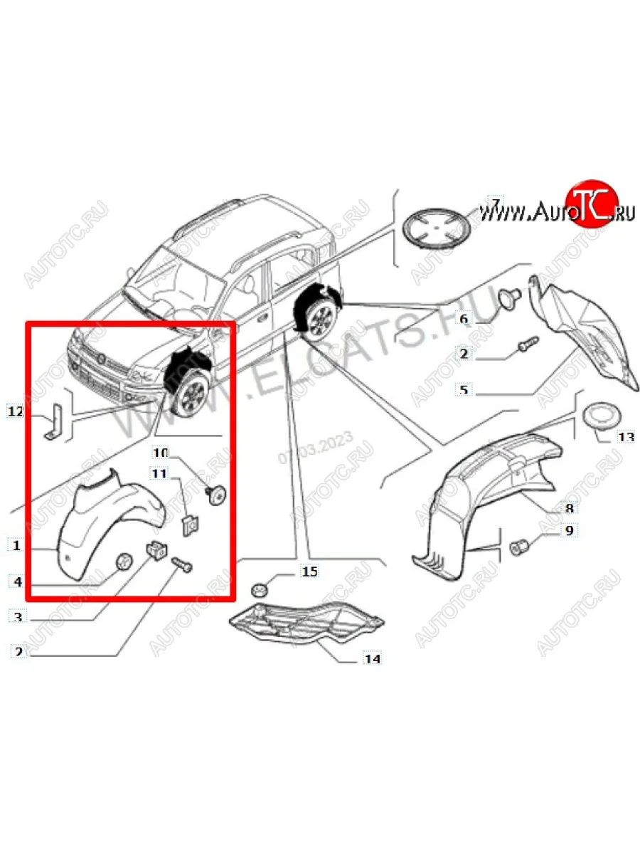 Передний правый подкрылок POLCAR Fiat Panda 2 169 (2003-2011)  в Керчи Республика Крым