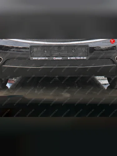 Защитная сетка в бампер (ячейка 4х10 мм, с датчиком FCW) Alfeco Премиум (Чёрная) INFINITI FX37 S51 рестайлинг (2011-2013)