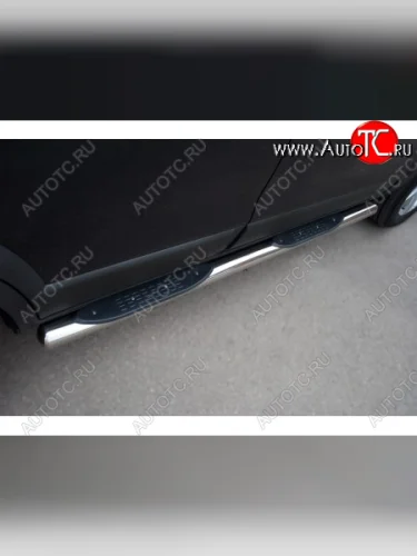 Защита порогов (круглая труба с накладками, диаметр 76 мм) SLITKOFF (Круглые 90°) Chevrolet Niva  2123 (2002-2008), Лада ВАЗ 2123 (Нива Шевроле) (2002-2008)