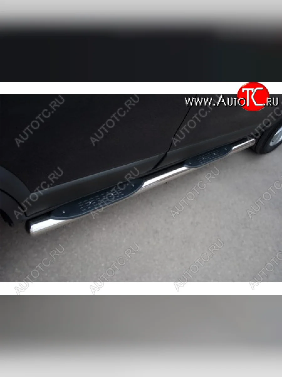 Защита порогов (круглая труба с накладками, диаметр 76 мм) SLITKOFF Chevrolet Niva 2123 дорестайлинг (2002-2008) (Круглые 90°)  в Перми Пермском крае