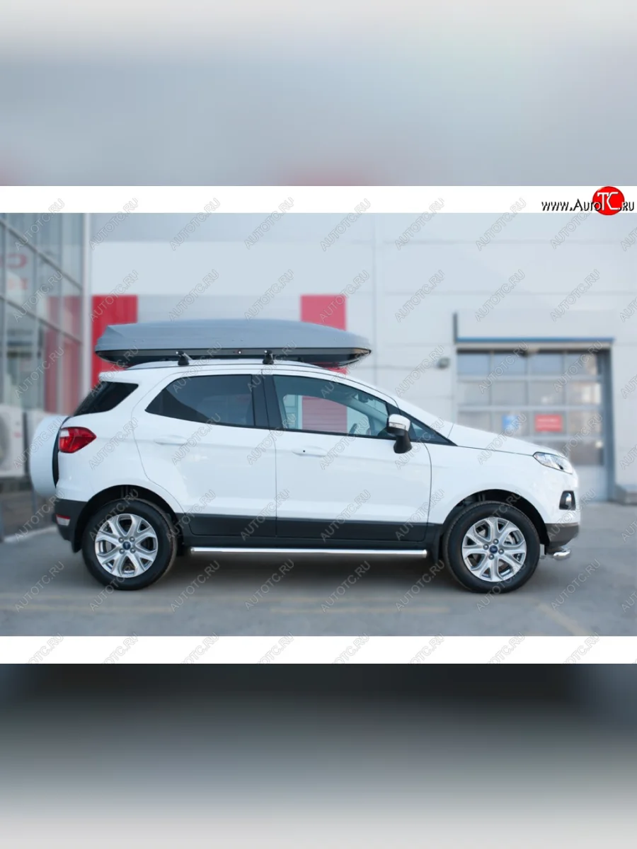 Защита порогов (труба D63 мм) SLITKOFF Ford EcoSport дорестайлинг (2013-2019) (Защита порогов со срезом 45°)  в Перми Пермском крае