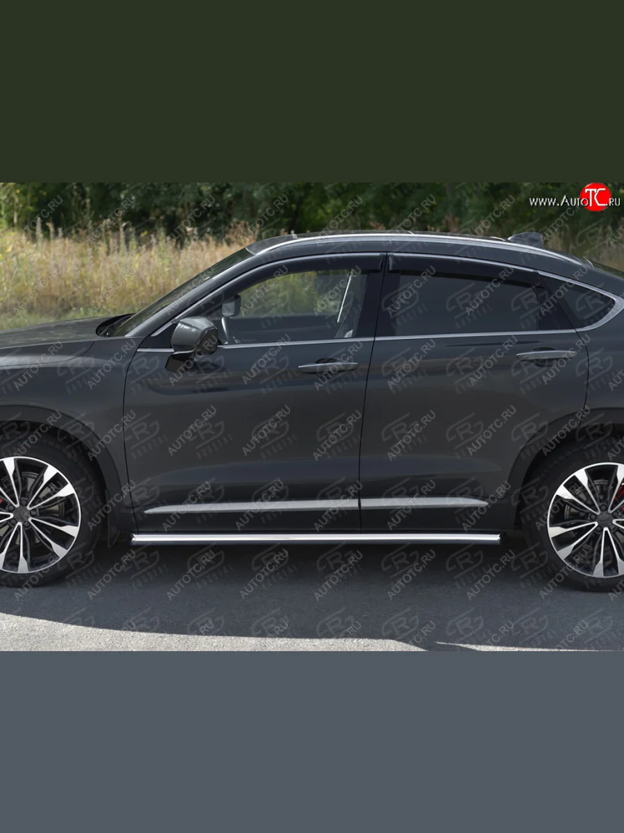 Защита порогов (труба, d63 мм) SLITKOFF Geely Tugella FY11,HPBA4 рестайлинг (2022-2025) (Торцы со срезом 45°)  в Керчи Республика Крым